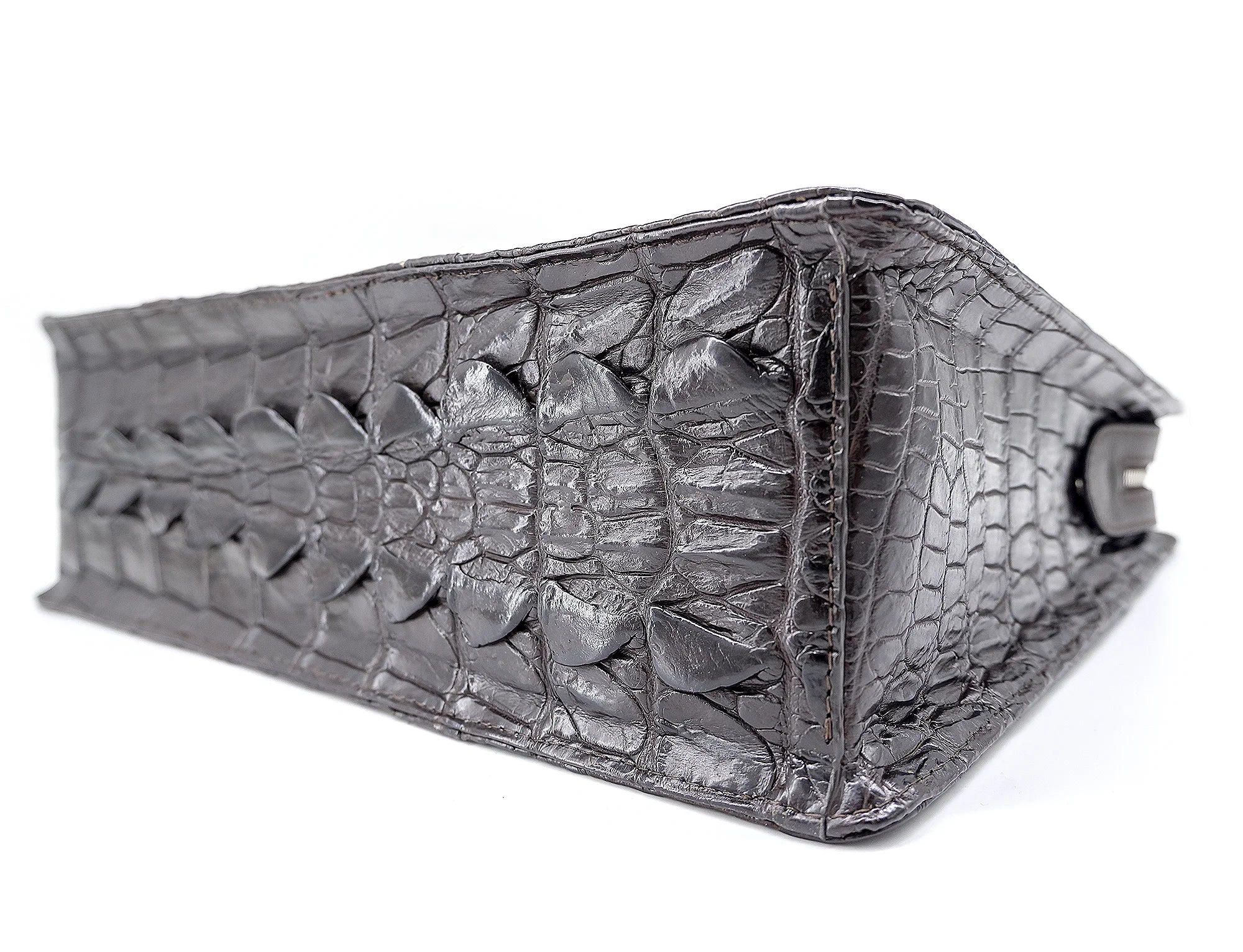 Vintage Croco Leather Messenger Bag