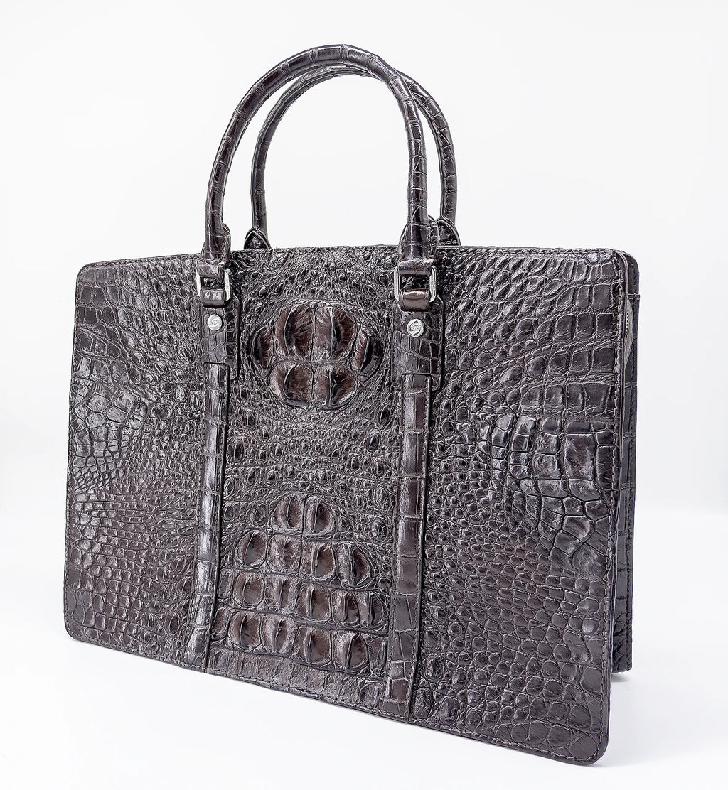 Vintage Croco Leather Messenger Bag