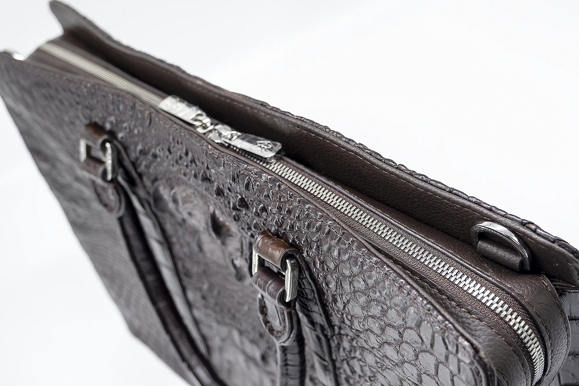Vintage Croco Leather Messenger Bag