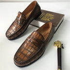 Hand-Painted Crocodile Leather Loafers