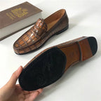 Hand-Painted Crocodile Leather Loafers