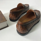 Hand-Painted Crocodile Leather Loafers