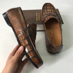 Hand-Painted Crocodile Leather Loafers