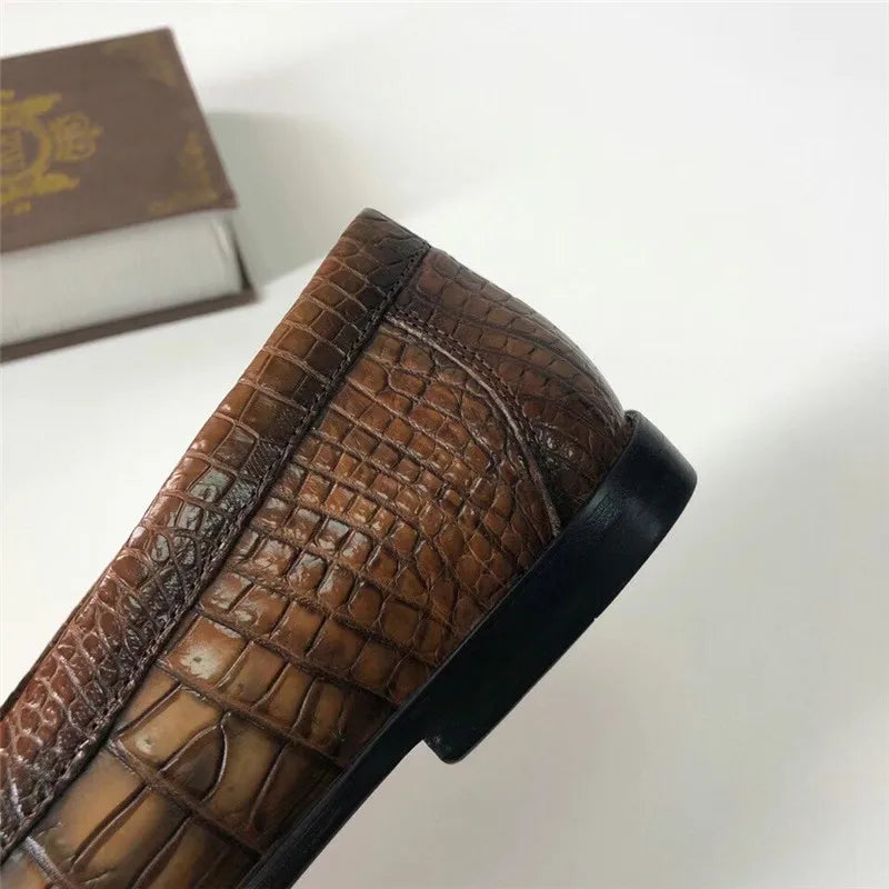 Hand-Painted Crocodile Leather Loafers
