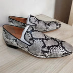 Men's Grey Snakeskin Leather Loafers