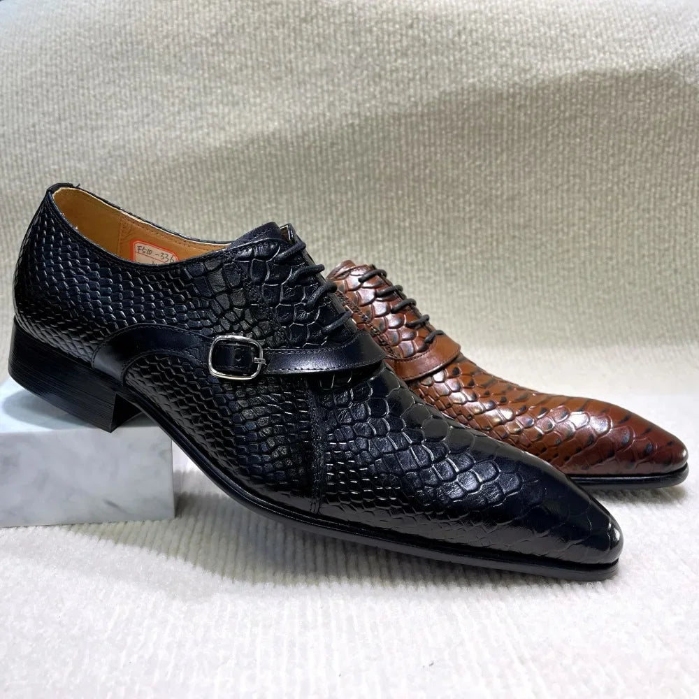 Italian Leather Python Oxford Shoes