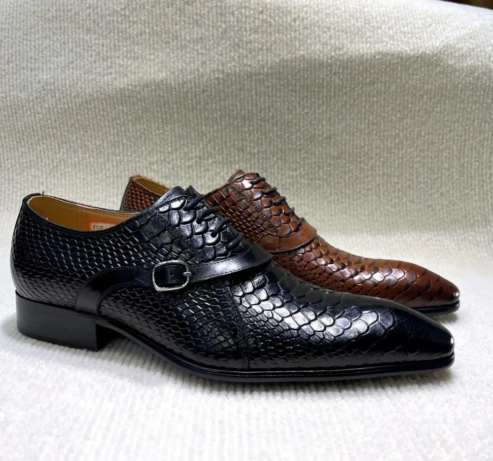 Italian Leather Python Oxford Shoes