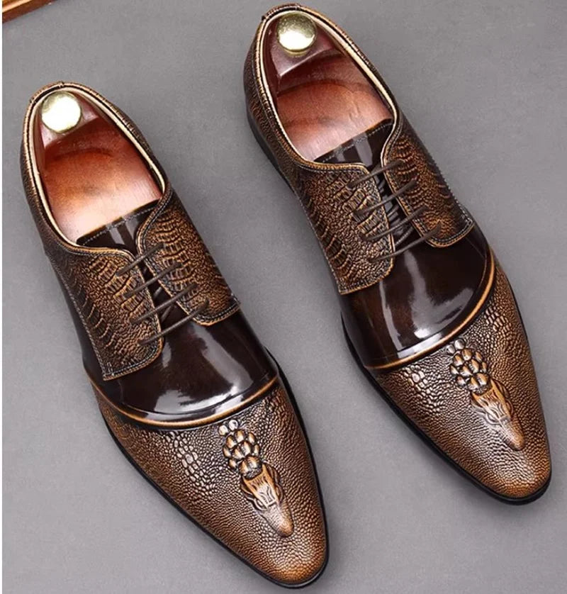 Men's Crocodile Embossed Leather Shoes