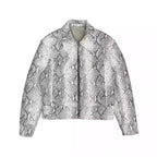 Luxury Snake Print Leather Jacket