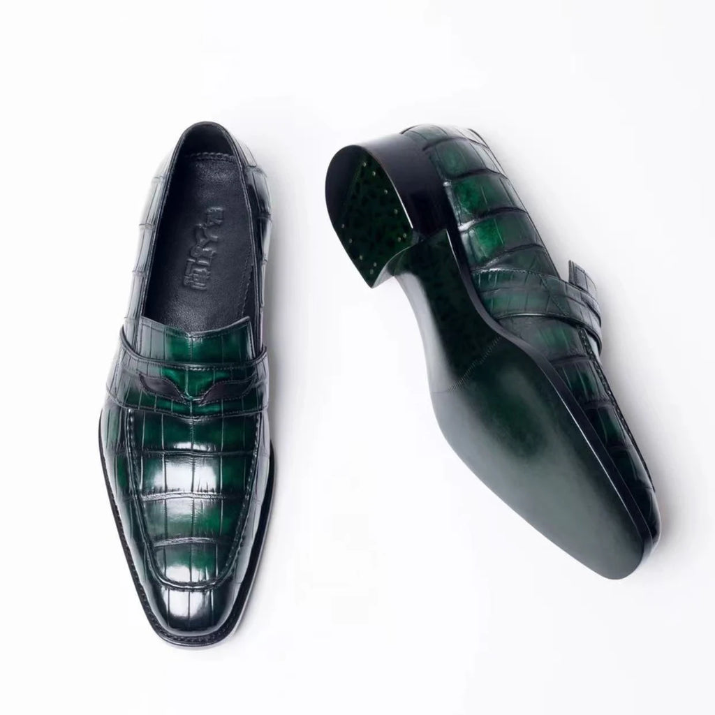 Men's Green Crocodile Dress Shoes