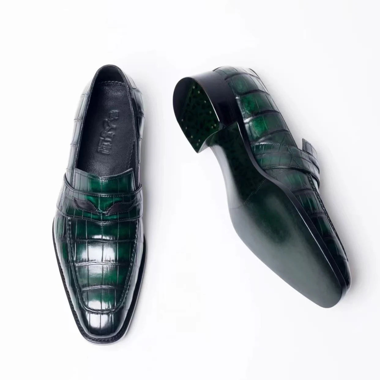 Men's Green Crocodile Dress Shoes