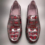 Men's Red Crocodile Leather Loafers