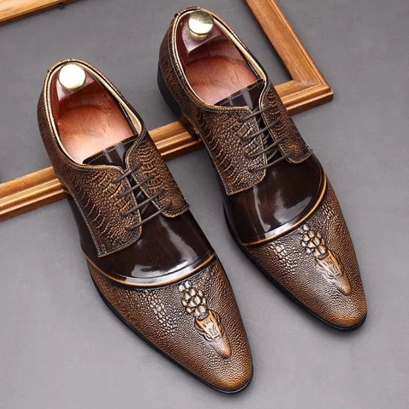 Men's Crocodile Embossed Leather Shoes