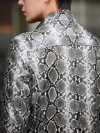 Men's Snake Print Leather Jacket
