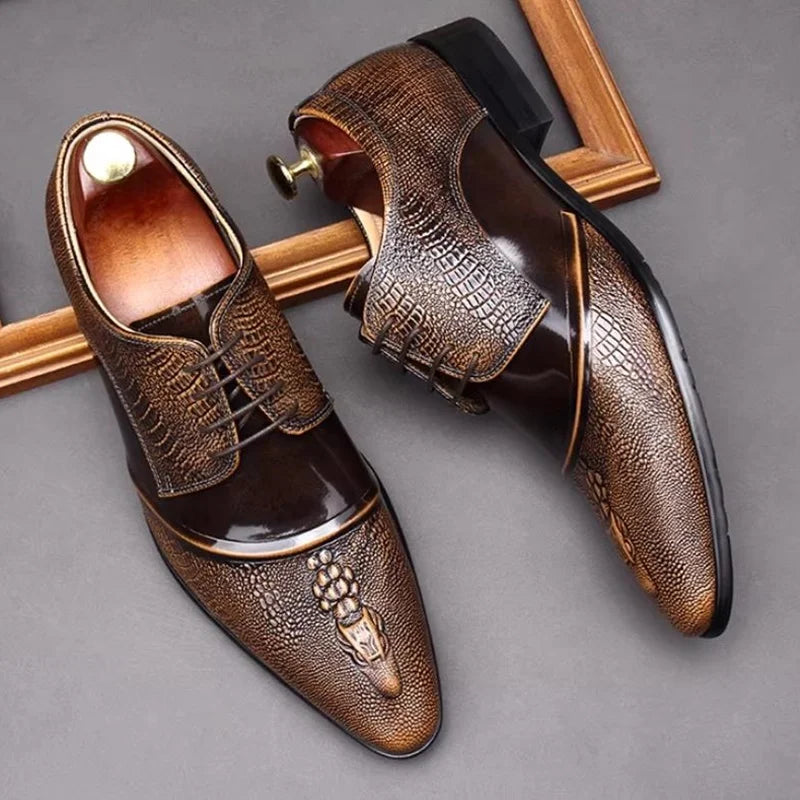Men's Crocodile Embossed Leather Shoes