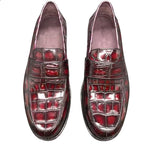Men's Red Crocodile Leather Loafers