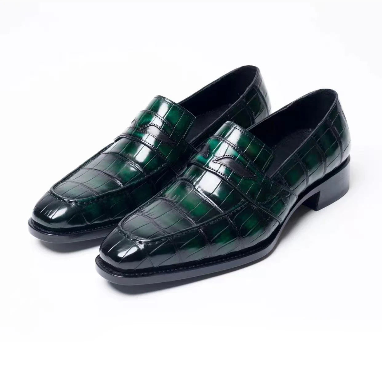 Men's Green Crocodile Dress Shoes