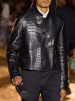 Slim Fit Crocodile Leather Jacket