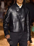 Slim Fit Crocodile Leather Jacket