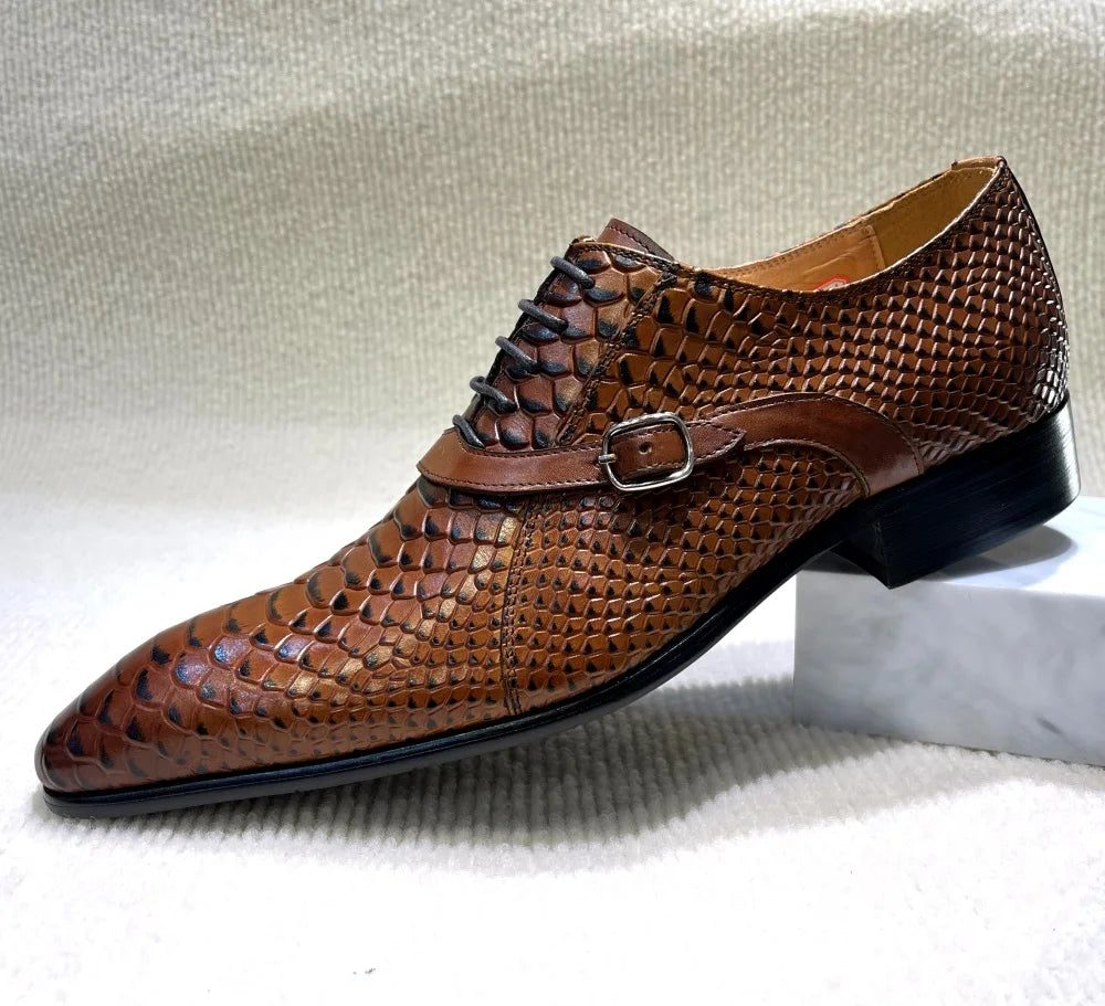 Italian Leather Python Oxford Shoes