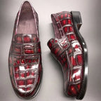 Men's Red Crocodile Leather Loafers