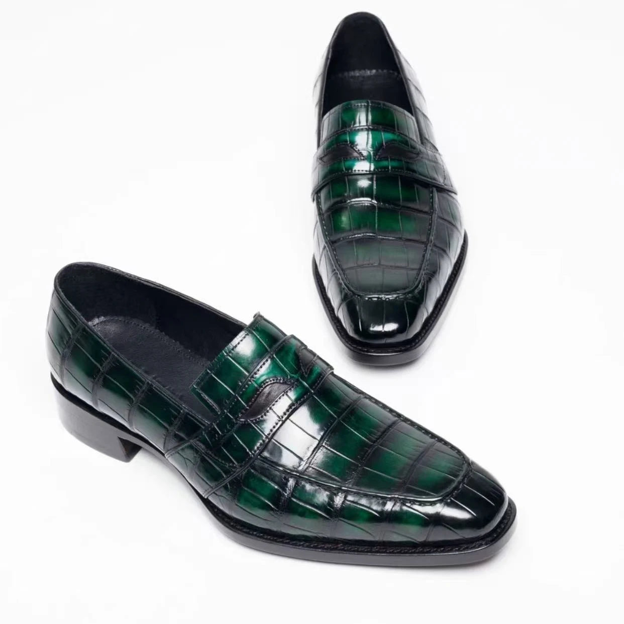 Men's Green Crocodile Dress Shoes