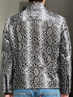 Men's Snake Print Leather Jacket
