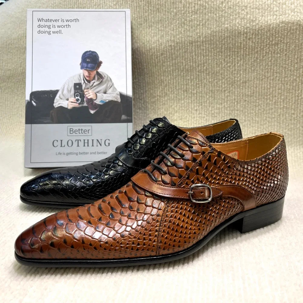 Italian Leather Python Oxford Shoes