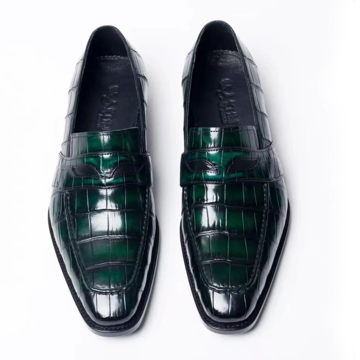 Men's Green Crocodile Dress Shoes
