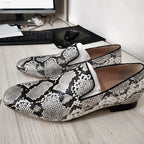 Men's Grey Snakeskin Leather Loafers