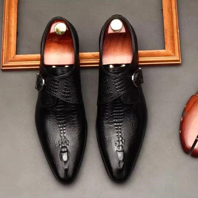 Men's Crocodile Leather Monk Loafers