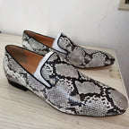 Men's Grey Snakeskin Leather Loafers
