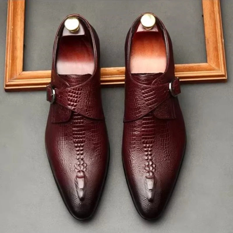 Men's Crocodile Leather Monk Loafers