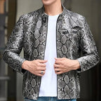 Men's Snake Print Leather Jacket