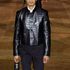 Slim Fit Crocodile Leather Jacket