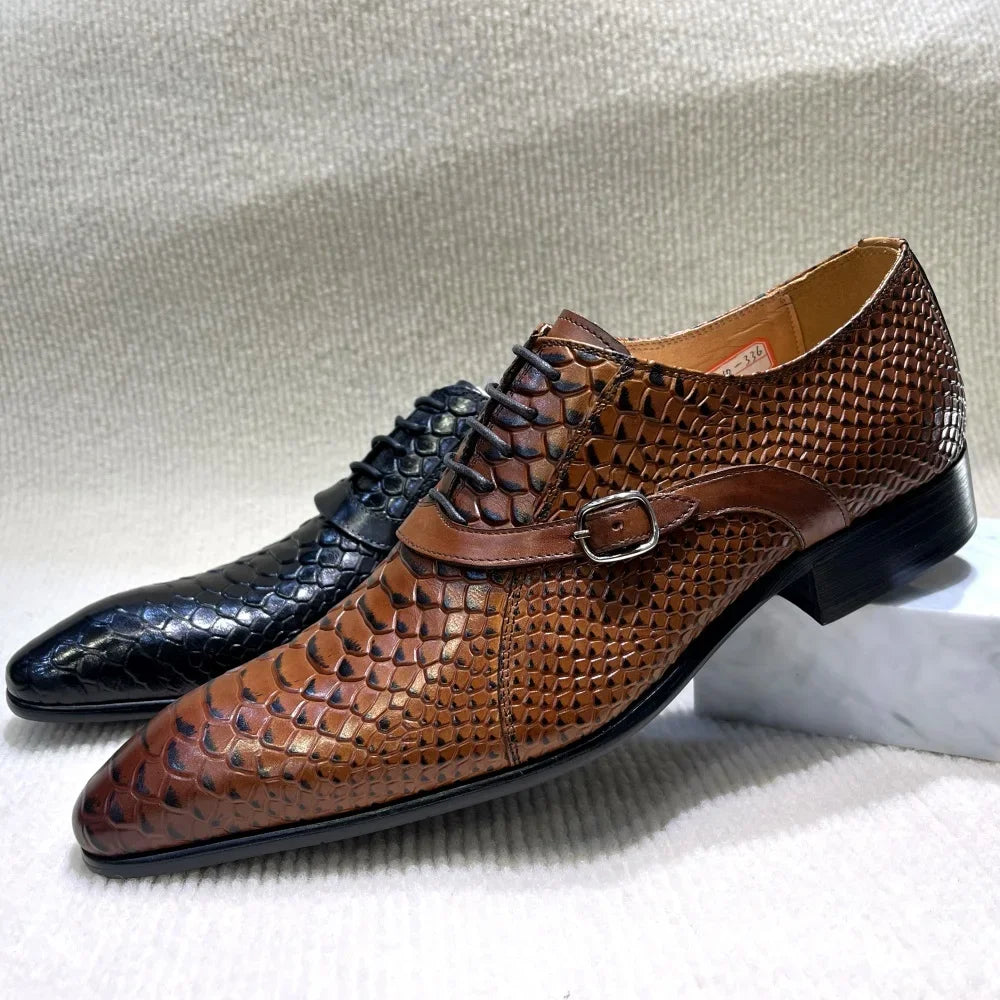 Italian Leather Python Oxford Shoes