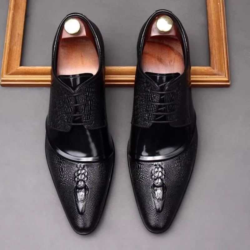 Men's Crocodile Embossed Leather Shoes
