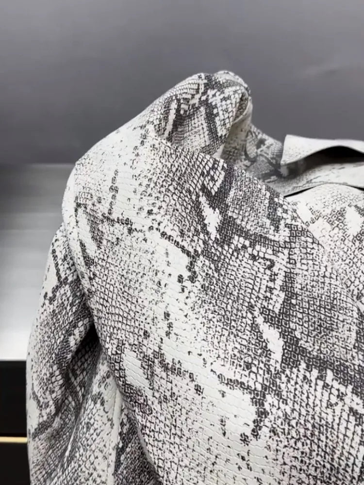 Luxury Snake Print Leather Jacket