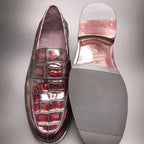 Men's Red Crocodile Leather Loafers