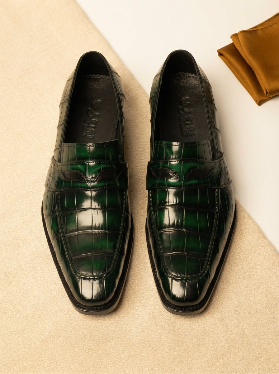 Men's Green Crocodile Dress Shoes - luxury-product-features