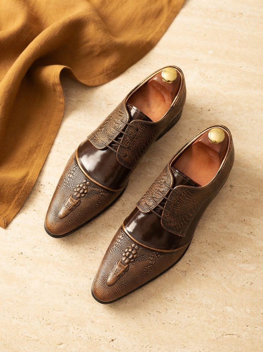 Men's Crocodile Embossed Leather Shoes - luxury-product-features
