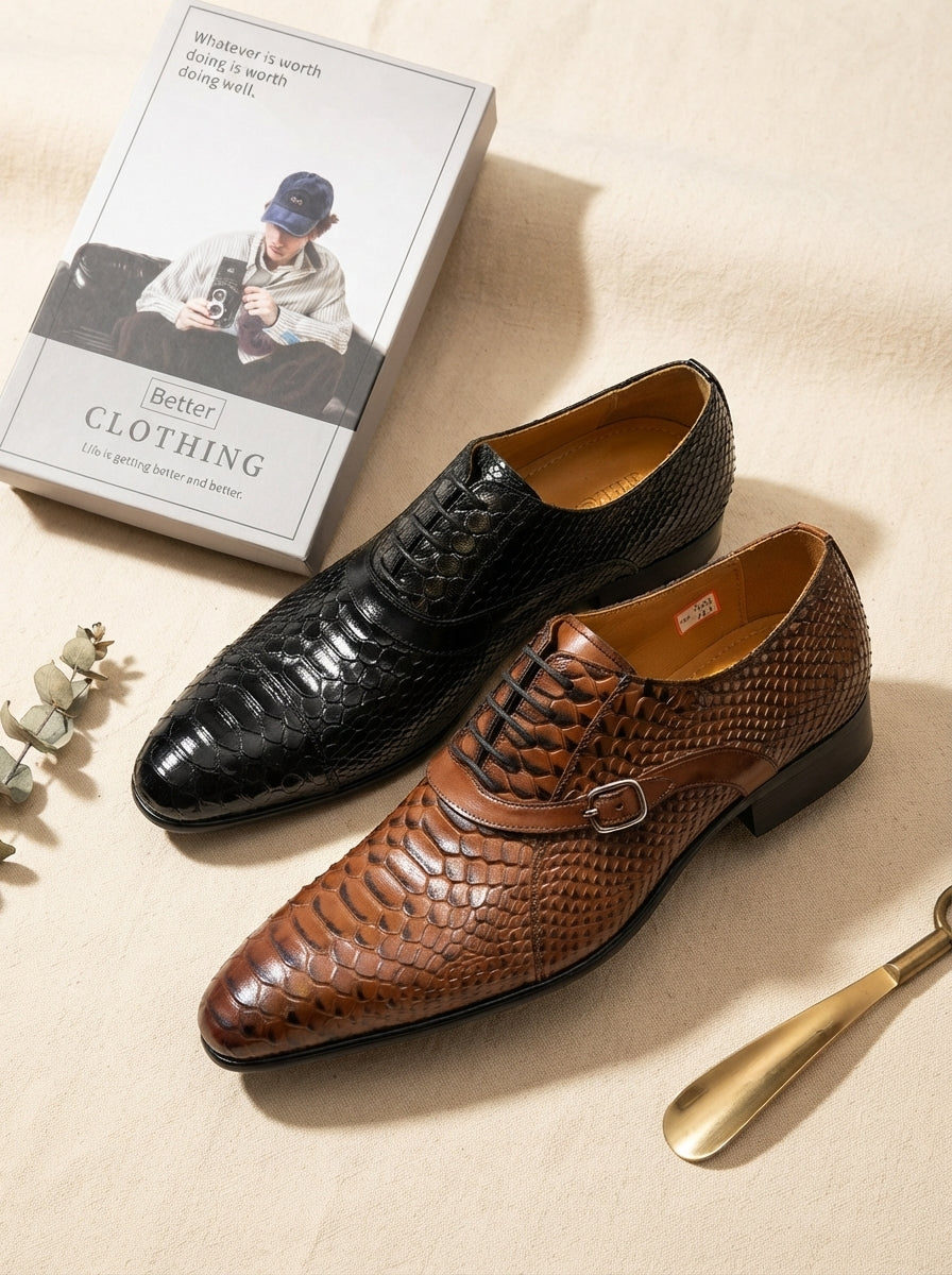 Italian Leather Python Oxford Shoes - luxury-product-features