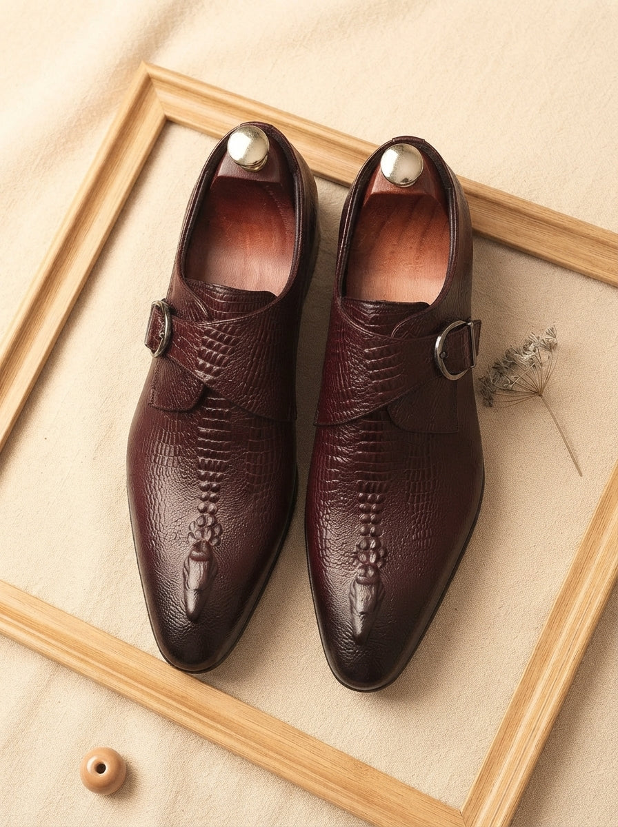 Men's Crocodile Leather Monk Loafers - luxury-product-features